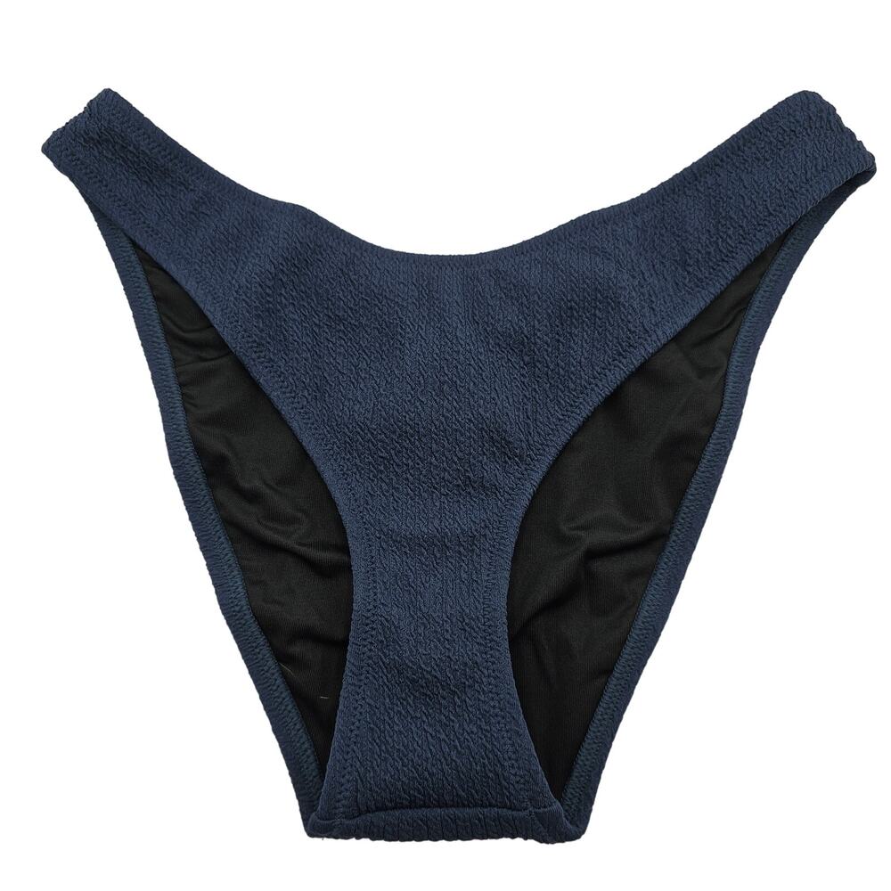 J. Crew Womans size S Curved Waist Cheeky Ribbed Bikini Bottom in Blue NEW